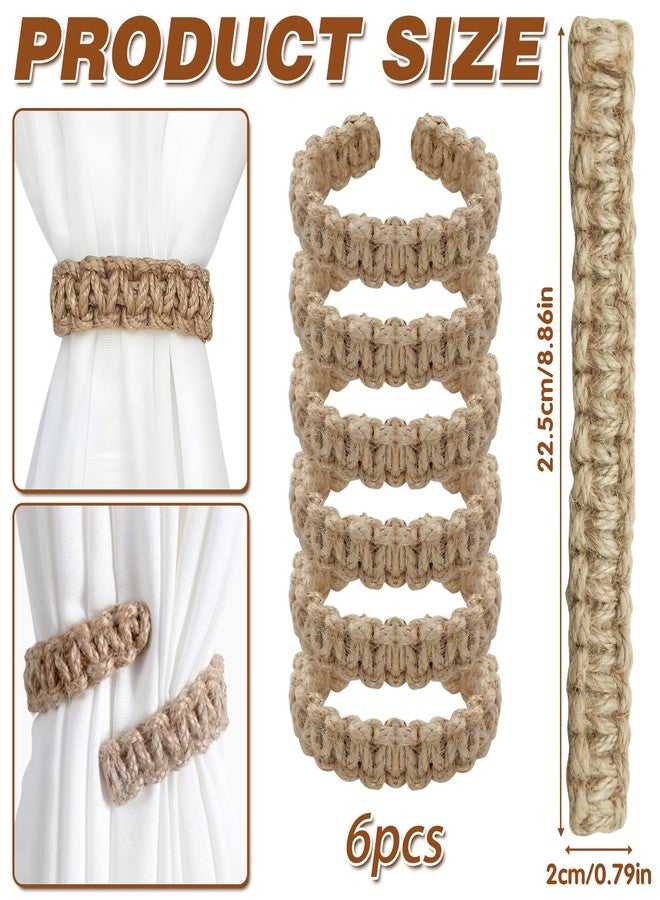CYUXING 6Pcs Bohemian Braided Curtain Hooks, Exquisite & Compact Home Goods, Elegant Rustic Curtain Accessories Suitable for The Pursuit of Natural & Simple Decoration Style - Image 2